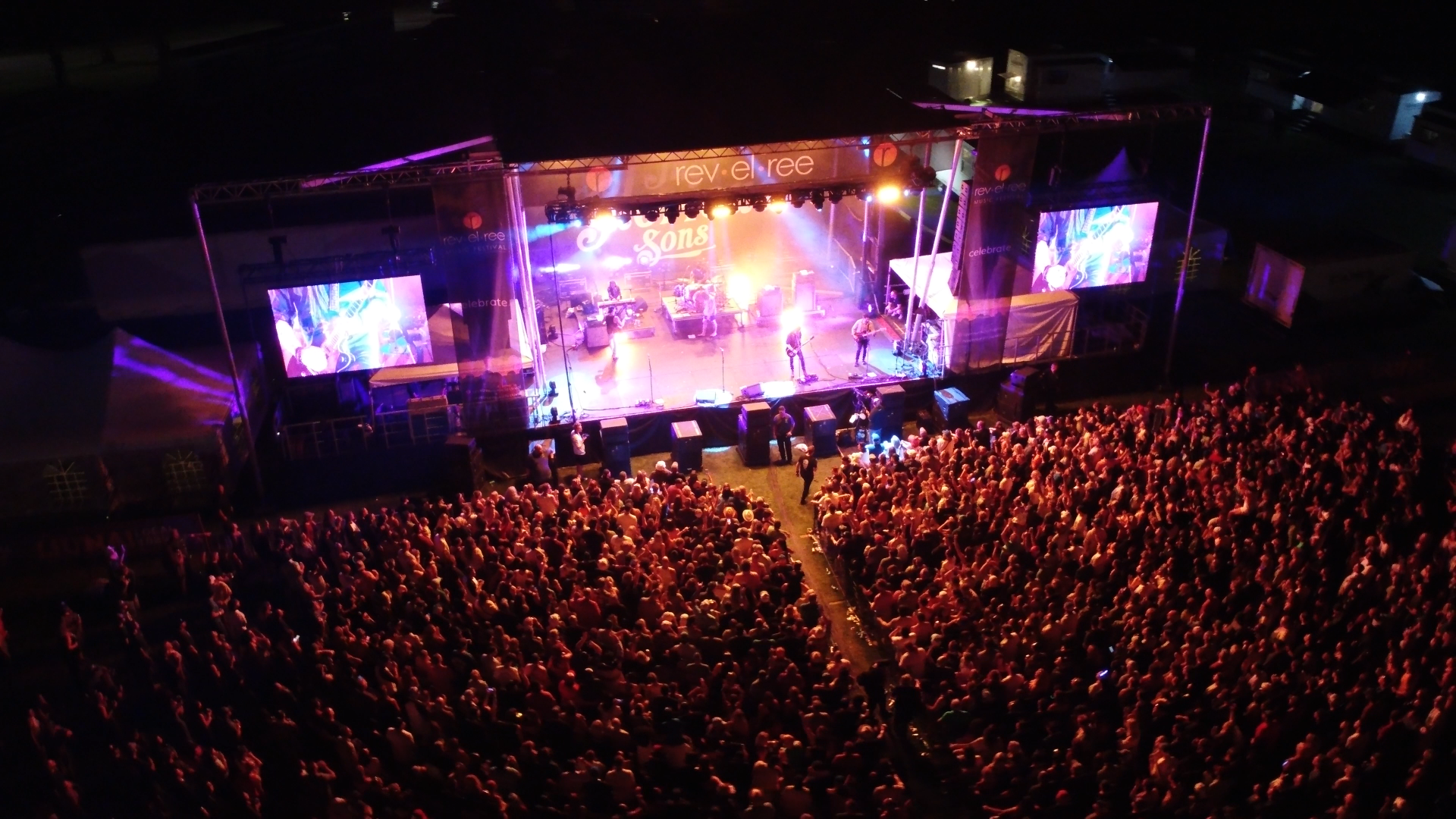Aerial view of a festival crowd